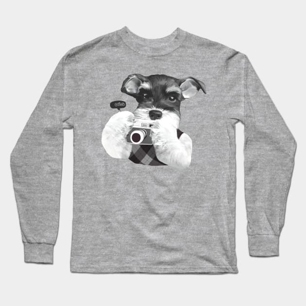 Schnauzer with Camera Long Sleeve T-Shirt by zkozkohi